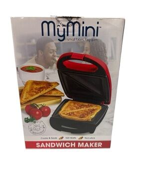 MyMini Red & Black Sandwich Maker - Compact Electric Toaster